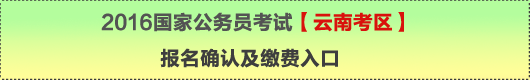 2016年國家公務員考試【云南考區】報名確認及繳費入口